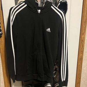 Adidas Black Jacket with White Accents